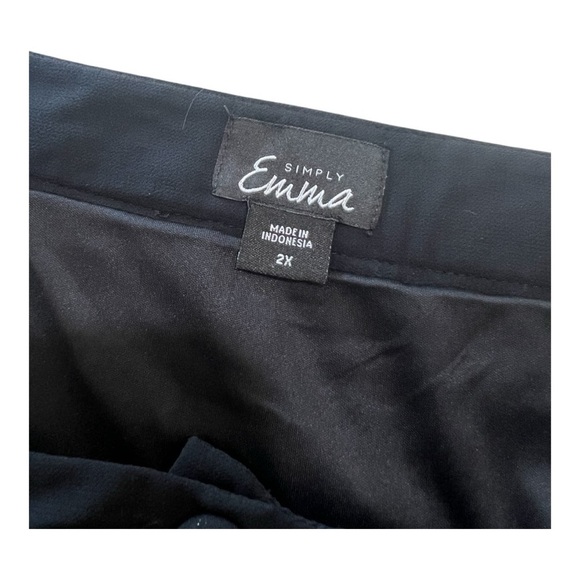 Simply Emma Black Pleated Chiffon Flowy Midi Overlay Lined Skirt Size 2X - Picture 5 of 12